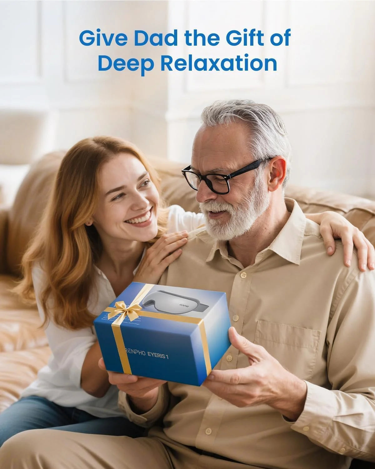 Eye Massager with Heat & Vibration – 5 Massage Modes, Bluetooth Music, Adjustable Headband, USB Rechargeable - Gray