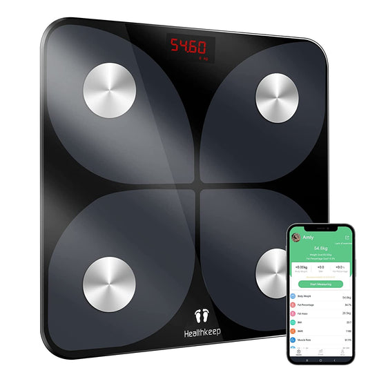 Body Fat Scale, Smart Bathroom Weight Scale, BMI Body Composition Monitor, High Precision Health Analyzer with Smartphone App for Fitness Tracking 400 Lbs/180 Kg