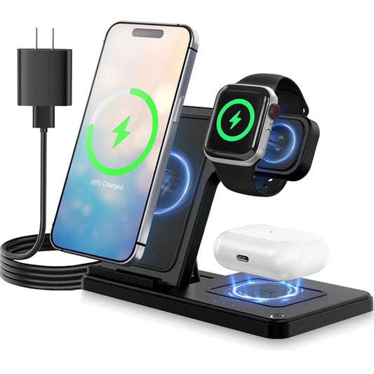 Wireless Charger,Magnetic Charging Stand Compatible with Iphone 17 16 15 14 13 12 11 Pro Max plus XS XR X 8,Charger for Apple Watch 9 8 7 6 5 4 3 2 SE, for Airpods 3 2 Pro,3 in 1 Charging Station