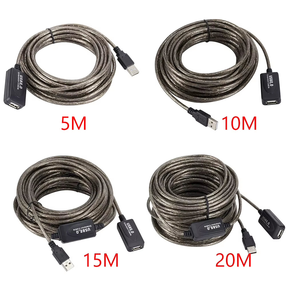 5/10/15/20M USB 2.0 Extension Cable High Speed Male to Female Active Repeater Wireless Network Card Extension Cord USB Adapter