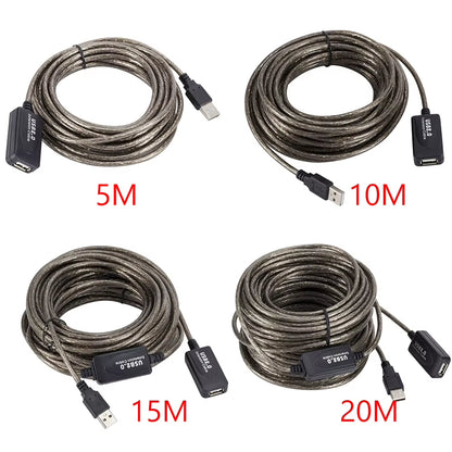 5/10/15/20M USB 2.0 Extension Cable High Speed Male to Female Active Repeater Wireless Network Card Extension Cord USB Adapter